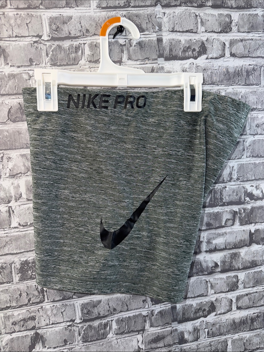 Nike Pro Grey / green Heather Performance Shorts with Black Swoosh